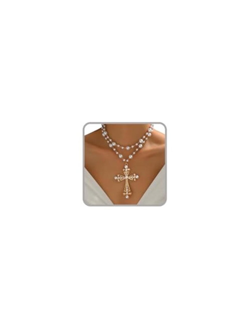 Pearl Cross Necklace Big Cross Pendants Necklaces for Women Chunky Pearl